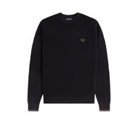 Fred Perry - Maglione girocollo con texture a rilievo - - Knitwear - Uomo - Nero - XL