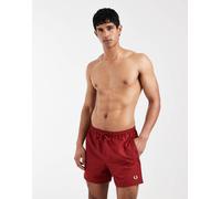 Fred Perry - Pantaloncini da bagno rossi con coulisse e logo-Rosso XS