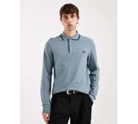 Fred Perry - Polo a maniche lunghe blu con profili neri M