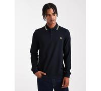 Fred Perry - Polo a maniche lunghe color blu navy con profili a contrasto L