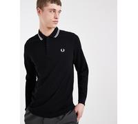 Fred Perry - Polo a maniche lunghe con due righine a contrasto sul colletto nera-Nero XL