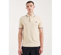 Fred Perry - Polo beige chiaro con doppia riga a contrasto e logo-Neutro XS