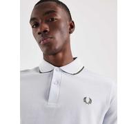 Fred Perry - Polo blu pallido con righe a contrasto verde e crema S