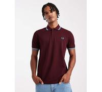 Fred Perry - Polo bordeaux con doppio bordino a contrasto su maniche e colletto-Rosso S