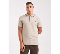 Fred Perry - Polo con bordino doppio a contrasto beige e marrone-Neutro XS