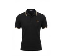 Fred Perry Polo con doppia riga sugli orli, nero/Ecrù/Caramello scuro, XL