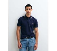 Fred Perry polo con doppio bordo in blu navy scuro con profili écru e marrone chiaro XS