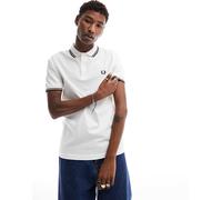 Fred Perry - Polo con logo e due righe a contrasto sui bordi bianco/rosso/blu navy XL