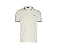 Fred Perry - Polo écru con doppia riga a contrasto e logo-Neutro L