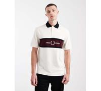 Fred Perry - Polo écru con pannello con logo ricamato-Neutro L