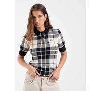 Fred Perry polo in maglia bouclé tartan color ecru-Bianco 46