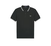 Fred Perry - Polo verde con logo e doppia riga a contrasto su colletto e maniche L