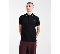 Fred Perry Polo con doppia riga sugli orli, nero/Ecrù/Caramello scuro, M