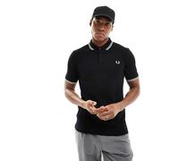 Fred Perry - Polo nera con logo e doppia riga a contrasto su colletto e maniche-Nero S