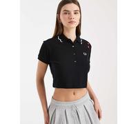 Fred Perry - Polo nera con logo e finiture smerlate-Nero 44