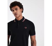 Fred Perry - Polo nera con righe a contrasto bianche e rosse-Nero M