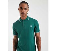 Fred Perry - Polo verde con doppia riga a contrasto blu e crema S