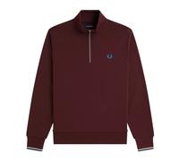 Fred Perry, ,Sweatshirts & Hoodies ,Uomo ,Rosso ,M Felpa in Cotone con Mezza Zip e Ricamo di Alloro