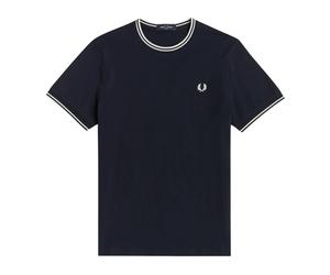 Fred Perry - T-shirt a Doppia Riga - - Tops - Uomo - Blu - M