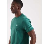 Fred Perry - T-shirt a maniche corte verde con profili a contrasto XS
