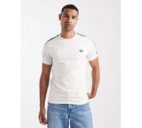 Fred Perry - T-shirt bianca con bordi con fettuccia a contrasto-Bianco S