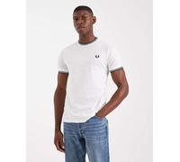Fred Perry - T-shirt bianca con doppia riga a contrasto sui bordi-Bianco 2XL