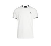 Fred Perry - T-shirt bianca con doppia riga a contrasto sui bordi-Bianco XL