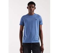 Fred Perry - T-shirt blu con bordini a contrasto e logo S
