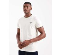 Fred perry - T-shirt color écru con doppio profilo a contrasto-Bianco S