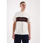 Fred Perry - T-shirt écru con pannello con logo ricamato-Neutro S