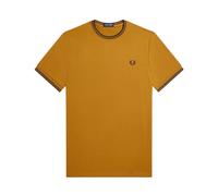 Fred Perry - T-Shirt in Cotone con Doppia Riga - -Tops -Uomo -Marrone -M