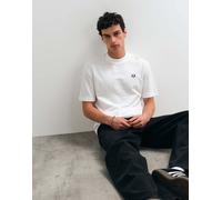 Fred Perry - T-shirt in piqué bianca testurizzata a righe-Bianco L