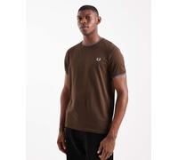 Fred Perry - T-shirt marrone con bordini doppi S