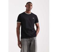 Fred Perry - T-shirt nera con doppio bordino a contrasto-Nero L