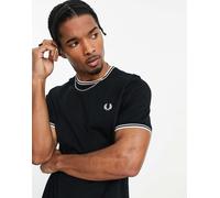 Fred Perry - T-shirt nera con doppio bordino a contrasto-Nero XS