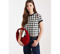 Fred Perry - T-shirt nera e bianca a quadri con logo stampato-Multicolore 44