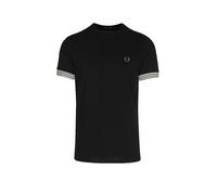 Fred Perry - T-shirt nera con bordi a righe-Nero S