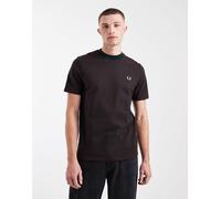 Fred Perry - T-shirt pesante marrone a righe sottili con logo M