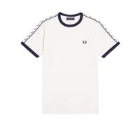 Fred Perry, ,Tops ,Uomo ,Bianco ,L Magliette Bianca a Righe con Ricamo sulla Spalla