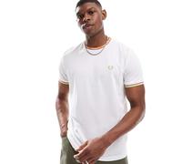 Fred Perry - T-shirt tecnica stile tennis bianca con doppia riga sui bordi-Bianco M