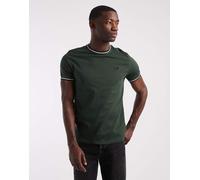 Fred Perry - T-shirt verde con doppia riga a contrasto sui bordi M