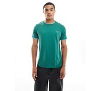 Fred Perry - T-shirt verde con doppia riga a contrasto sui bordi XS