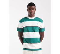 Fred Perry - T-shirt verde e bianca comoda a righe XS