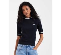 Fred Perry - Top a maniche corte in maglia testurizzata blu navy 48