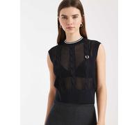 Fred Perry - Top senza maniche nero in rete e maglia a trecce con logo-Blu navy 44