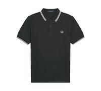 Fred Perry - Polo verde con logo e doppia riga a contrasto su colletto e maniche XL