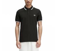 Fred Perry - Polo verde con logo e doppia riga a contrasto su colletto e maniche M