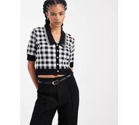 Fred Perry x Amy Winehouse - Camicia in maglia nera e bianca a quadretti con logo-Nero 40