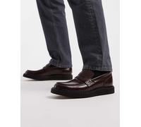Fred Perry X George Cox - Mocassini bordeaux in pelle stile college-Rosso 36