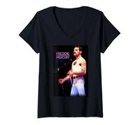 Freddie Mercury - Microfono al neon ufficiale Maglietta con Collo a V